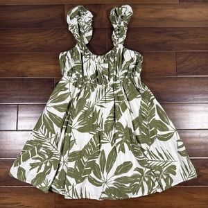 Abercrombie & Fitch Size Petite XL XLP Palm Leaf Puff Strap Baby Doll‎ Dress